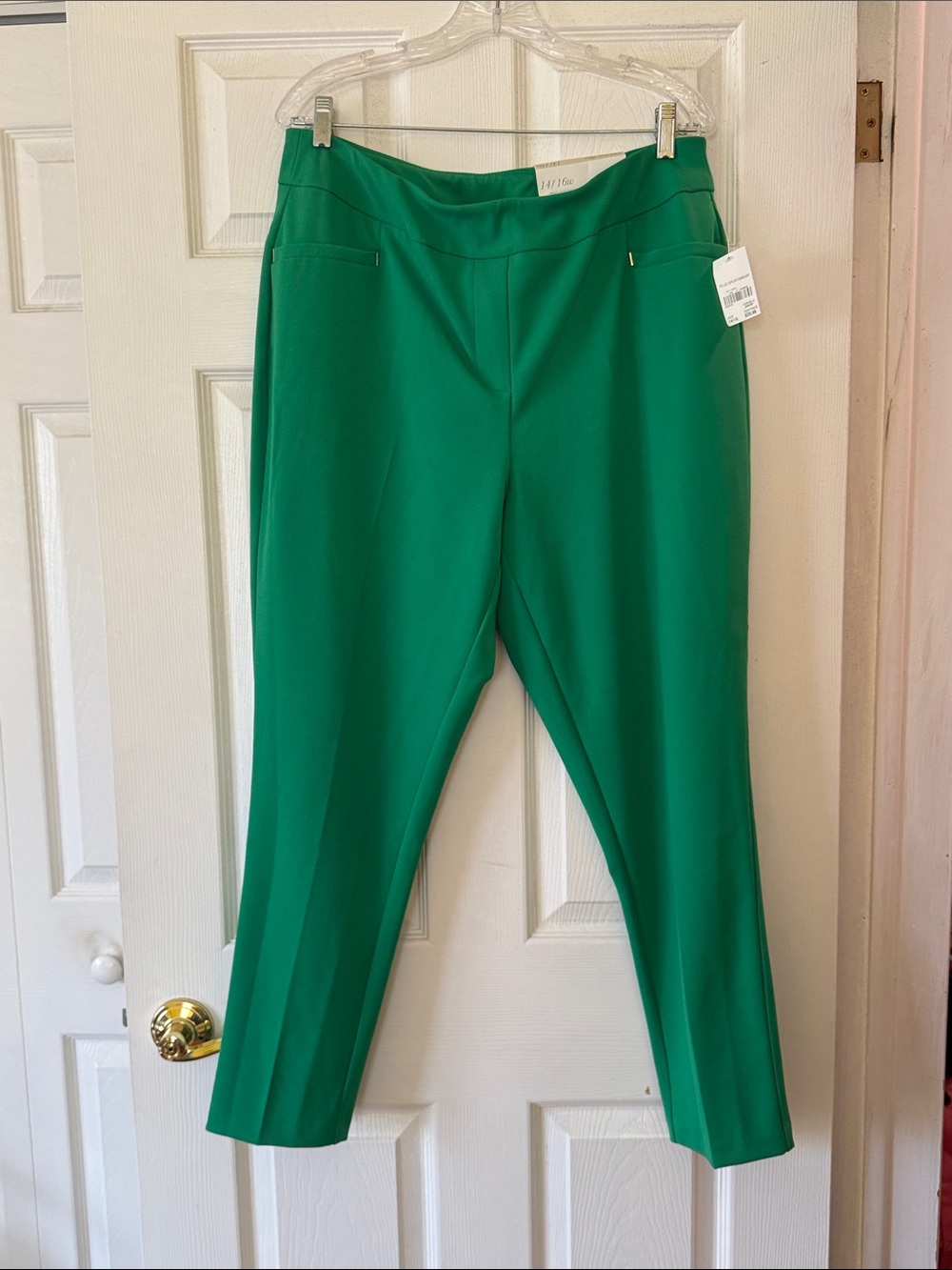 Cato Emerald Green Pull-On Pants Mid Rise Slim Pants